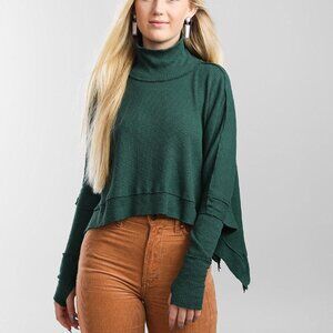 We the Free - Free People Moon Daisy Thermal Knit Turtleneck Green Size Small